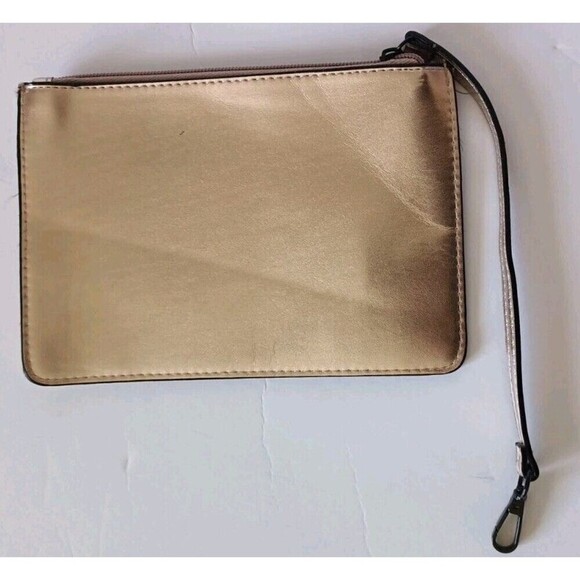 Victoria’s Secret Makeup Bag Case Metallic Rose Gold Zipper Attachable Strap New - Picture 2 of 5